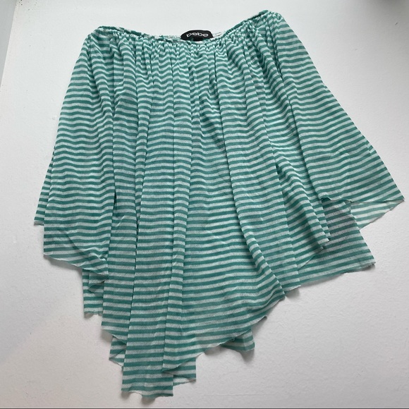 BeBe Green and White Striped Strapless Shirt - Picture 6 of 10